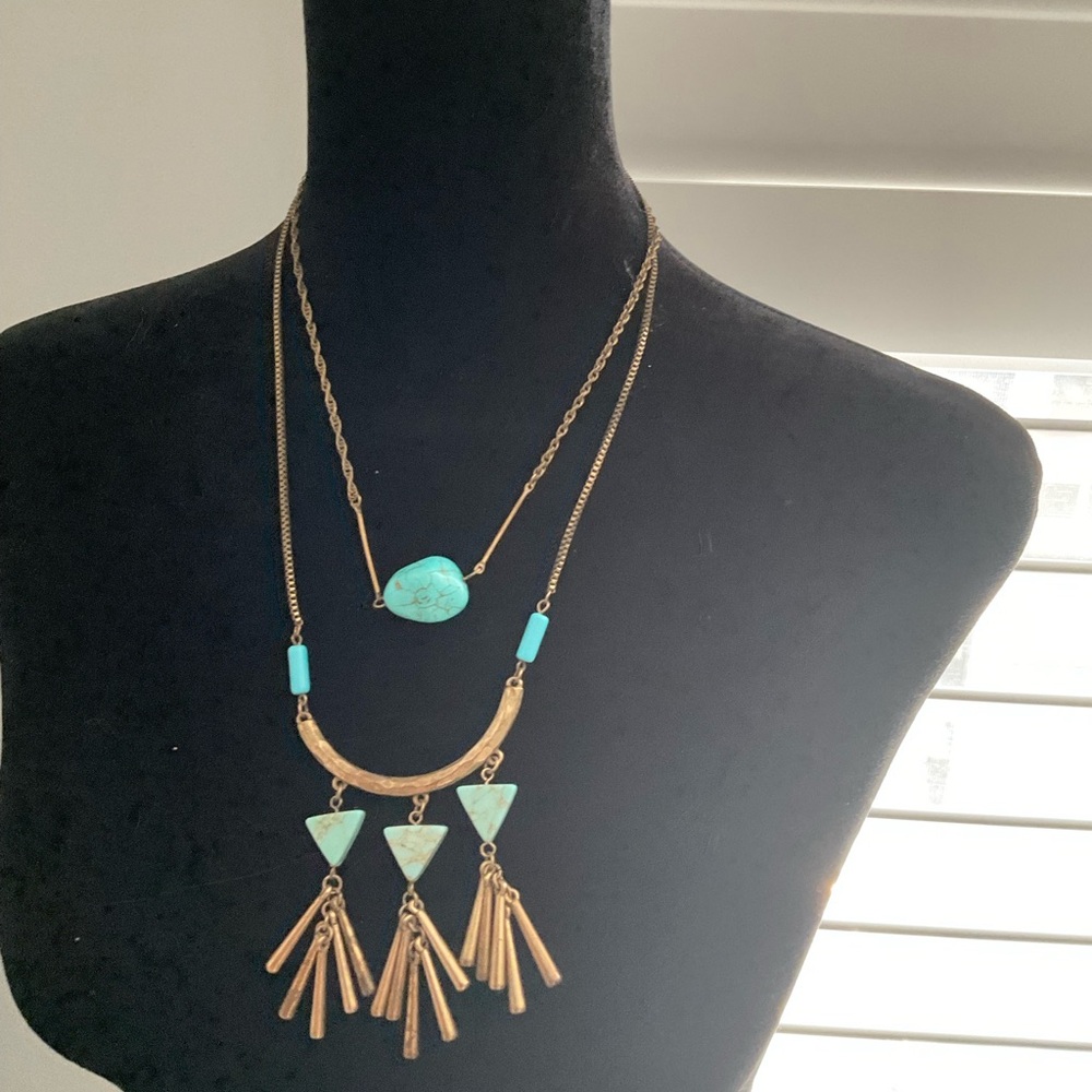 Aztec vibes turquoise color necklace